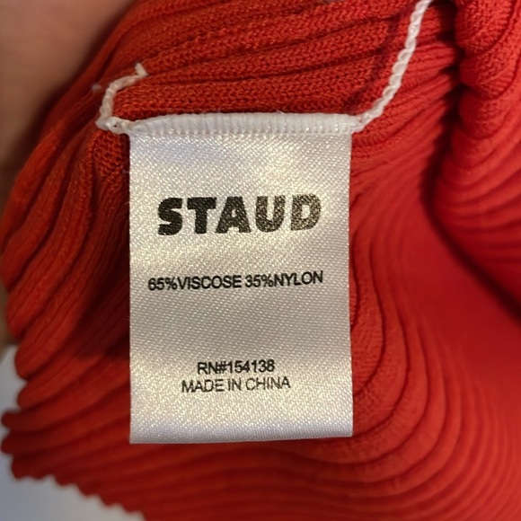 Staud Cargo Sweater Colorblock Cardigan Women’s Size Small Ribbed Orange Peach - Picture 7 of 8